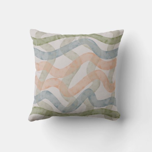 Watercolor Mopping Brushstrokes Pattern In Pastel クッション (裏面)