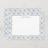 Watercolor Moroccan Tiles Stationery Note Card 招待状 (正面/裏面)
