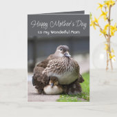 Watercolor Mother Duck Baby Chicks カード (黄色い花)