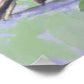 Watercolor Mother Sparrow Feeding Chicks ポスター (角)