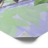 Watercolor Mother Sparrow Feeding Chicks ポスター (角)