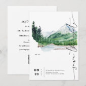 Watercolor Mountain | モンタナ州マップ セーブ・ザ・デート (正面/裏面)