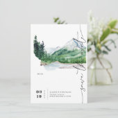 Watercolor Mountain | モンタナ州マップ セーブ・ザ・デート (スタンド正面)