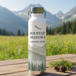 Watercolor Mountain Evergreen Dreams Water Bottle ウォーターボトル
