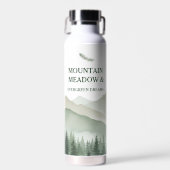 Watercolor Mountain Evergreen Dreams Water Bottle ウォーターボトル (正面)