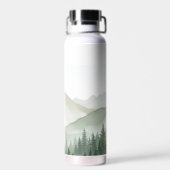Watercolor Mountain Evergreen Dreams Water Bottle ウォーターボトル (背面)
