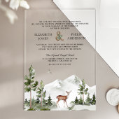 Watercolor Mountain Forest Deer Wedding アクリル招待状