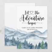 Watercolor Mountain Forest Pregnancy Announcement 案内状 (正面/裏面)