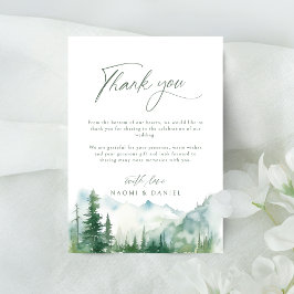 Watercolor Mountain Forest Rustic Wedding サンキューカード