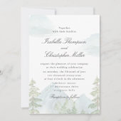 Watercolor Mountain Forest Wedding Invitation 招待状 (正面)