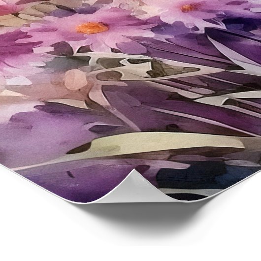 Watercolor Mountain Nature Print ポスター (角)