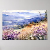 Watercolor Mountain Nature Print ポスター (正面)