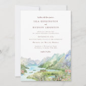 Watercolor Mountain | Waterton Lakes Wedding 招待状 (正面)