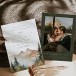 Watercolor Mountain Wedding Invitation 招待状<br><div class="desc">This is a mountain wedding invitation featuring a beautiful watercolor fall mountain scene and an elegant font pairing. Edit all wording and all colors except for the color of the watercolor mountain scene. The color of the evergreen drop is not editable. // For matching items, please visit the "SAWYER" collection...</div>