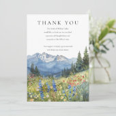 Watercolor Mountain Wildflower Funeral サンキューカード (スタンド正面)