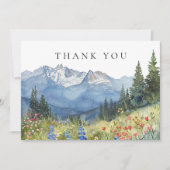 Watercolor Mountain Wildflower Funeral Photo サンキューカード (正面)