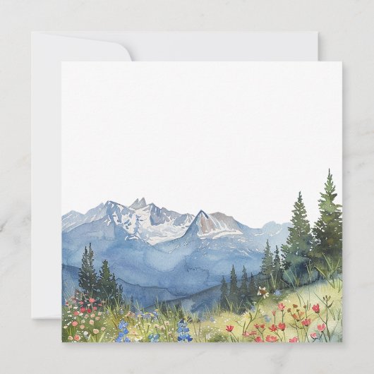 Watercolor Mountain Wildflower Wedding 招待状 (裏面)