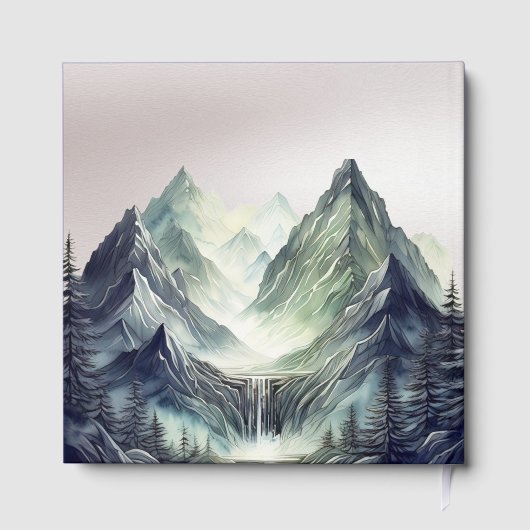 Watercolor Mountains Wedding Large ゲストブック (裏面)