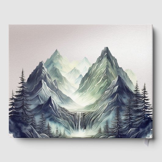 Watercolor Mountains Wedding Medium ゲストブック (裏面)