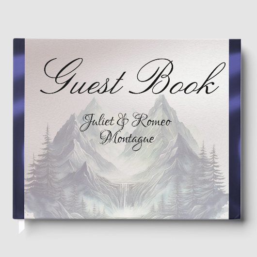 Watercolor Mountains Wedding Medium ゲストブック (正面)