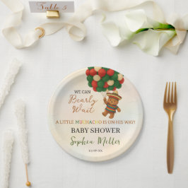 Watercolor Muchacho Mexican Bear Baby Shower ペーパープレート