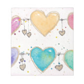 Watercolor multicolor hearts notepad  ノートパッド (正面)