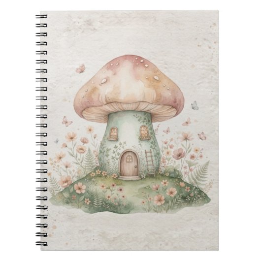 Watercolor Mushroom Spiral Notebook – Whimsical  ノートブック (正面)
