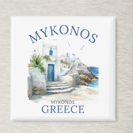Watercolor Mykonos Greece Dreamscape マグネット