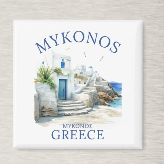 Watercolor Mykonos Greece Dreamscape マグネット