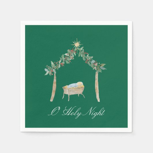 Watercolor Nativity  スタンダードカクテルナプキン (正面)