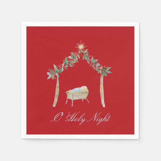 Watercolor Nativity  スタンダードカクテルナプキン (正面)