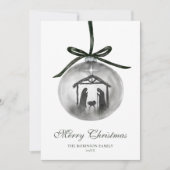 Watercolor Nativity Merry Christmas Ornament シーズンカード (正面)