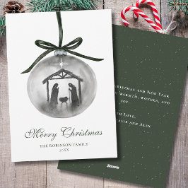 Watercolor Nativity Merry Christmas Ornament シーズンカード