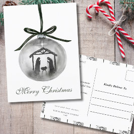 Watercolor Nativity Merry Christmas Ornament シーズンポストカード