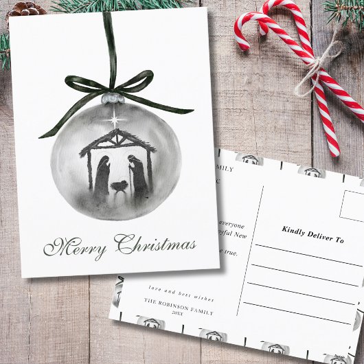 Watercolor Nativity Merry Christmas Ornament シーズンポストカード
