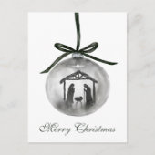 Watercolor Nativity Merry Christmas Ornament シーズンポストカード (正面)