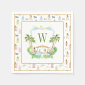 Watercolor Nativity Monogram Crest Christmas スタンダードカクテルナプキン (正面)