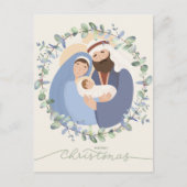 Watercolor Nativity Scene Baby Jesus in the Manger シーズンポストカード (正面)