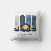 Watercolor Nativity Scene Religious Holiday  クッション (正面)