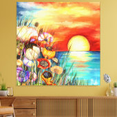 Watercolor Nature Sunrise Canvas Print キャンバスプリント (インサイチュ (リビング))