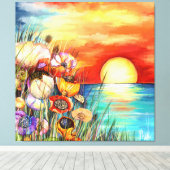 Watercolor Nature Sunrise Canvas Print キャンバスプリント (インサイチュ (ウッドフロア))