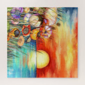 Watercolor Nature Sunrise Puzzle ジグソーパズル (横)