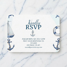 Watercolor Nautical Anchor Birthday RSVP エンクロージャーカード