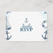 Watercolor Nautical Anchor Birthday RSVP エンクロージャーカード (裏面)