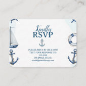 Watercolor Nautical Anchor Birthday RSVP エンクロージャーカード (正面)
