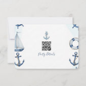 Watercolor Nautical Anchor QR Code 出欠カード (裏面)