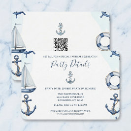 Watercolor Nautical Anchor QR Code 出欠カード