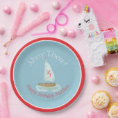 Watercolor Nautical Sailboat Birthday  ペーパープレート (パーティー)