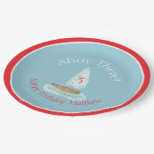 Watercolor Nautical Sailboat Birthday  ペーパープレート (アングル)