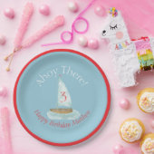 Watercolor Nautical Sailboat Birthday ペーパープレート (パーティー)